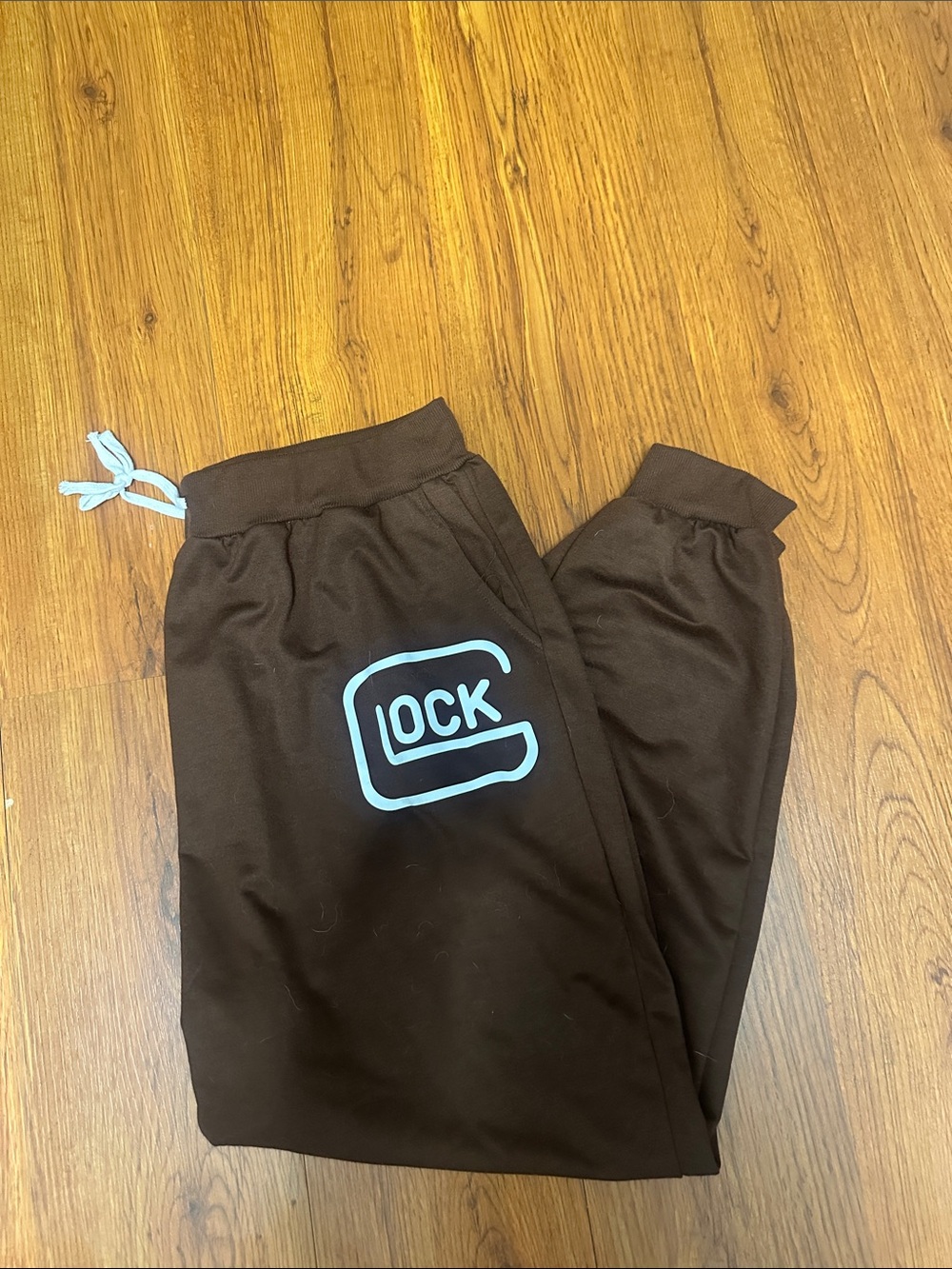 Brown Men's Jogger Sweatpants with Glock Logo and Drawstring